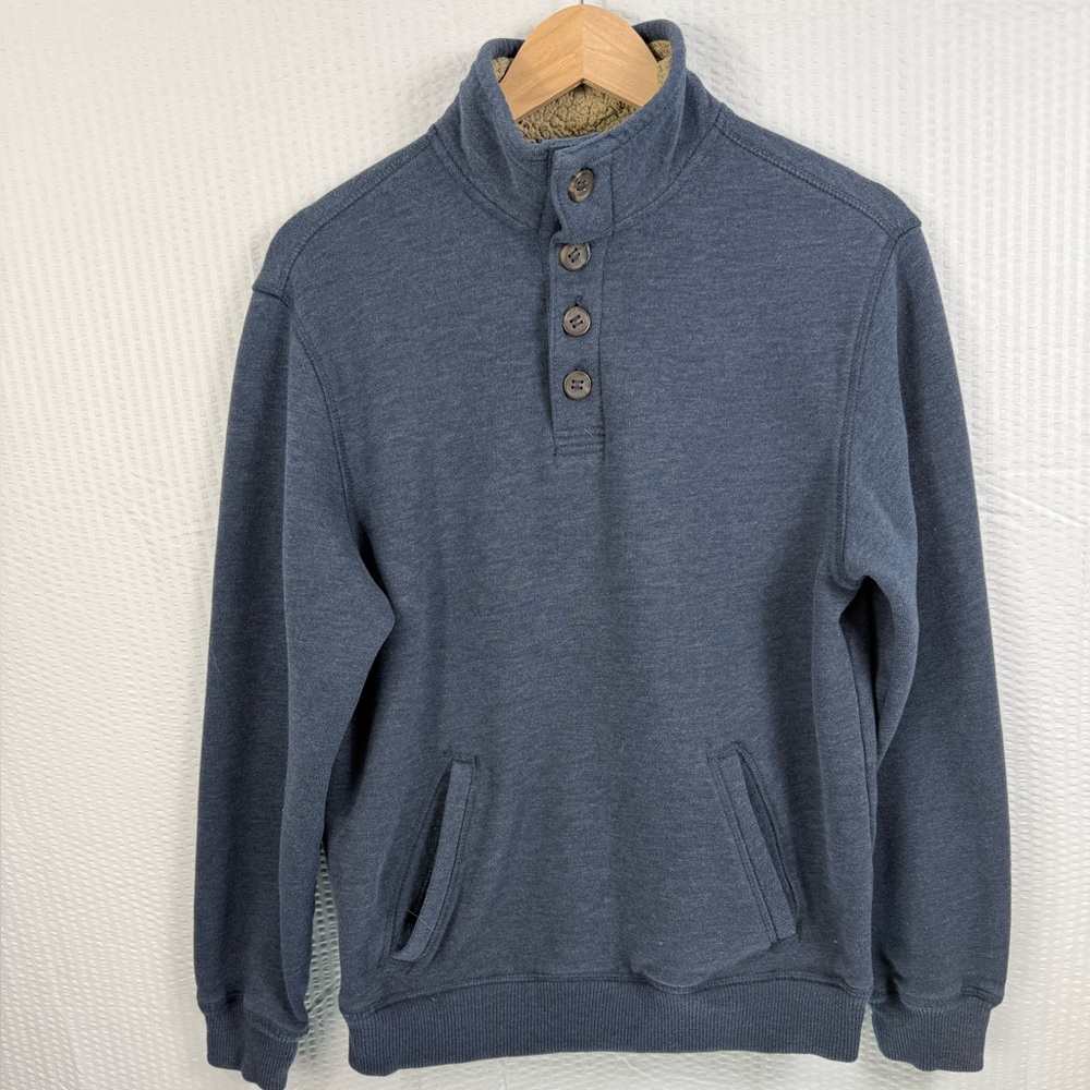 Arrow Fleece Sweatshirt Size Small Blue Pullover Thick Warm 1/4 Neck Men’s